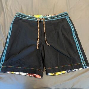 Robert Graham Swim Trunks Mens 46 Multicolor Embroidered Mesh Lined Beach